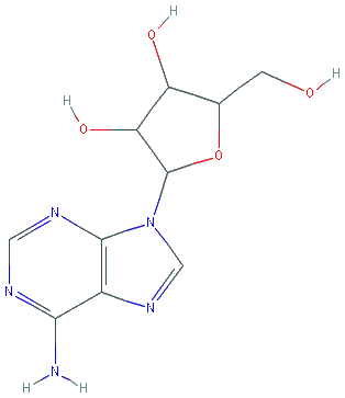 Chemical structure of 2-(6-Aminopurin-9-yl)-5-(hydroxymethyl)oxolane-3,4-diol