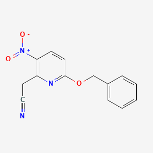 Chemical structure of 2-(6-(benzyloxy)-3-nitropyridin-2-yl)acetonitrile