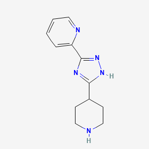 Chemical structure of 2-(3-piperidin-4-yl-1H-1,2,4-triazol-5-yl)pyridine