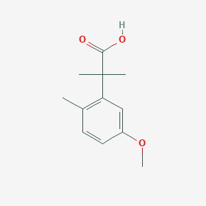 Chemical structure of 2-(5-methoxy-2-methylphenyl)-2-methylpropanoic acid