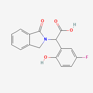 Chemical structure of 2-(5-Fluoro-2-hydroxyphenyl)-2-(1-oxoisoindolin-2-yl)acetic acid