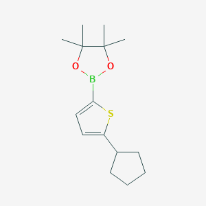 Chemical structure of 2-(5-cyclopentylthiophen-2-yl)-4,4,5,5-tetramethyl-1,3,2-dioxaborolane