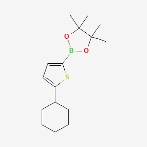 Chemical structure of 2-(5-cyclohexylthiophen-2-yl)-4,4,5,5-tetramethyl-1,3,2-dioxaborolane