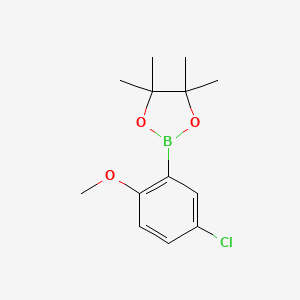 Chemical structure of 2-(5-chloro-2-methoxyphenyl)-4,4,5,5-tetramethyl-1,3,2-dioxaborolane