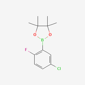 Chemical structure of 2-(5-Chloro-2-fluorophenyl)-4,4,5,5-tetramethyl-1,3,2-dioxaborolane