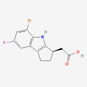 Chemical structure of 2-(5-Bromo-7-fluoro-1,2,3,4-tetrahydrocyclopenta[b]indol-3-yl)acetic acid
