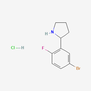 Chemical structure of 2-(5-BROMO-2-FLUOROPHENYL)PYRROLIDINE HCL