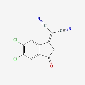 Chemical structure of 2-(5,6-Dichloro-3-oxo-2,3-dihydro-1H-inden-1-ylidene)malononitrile