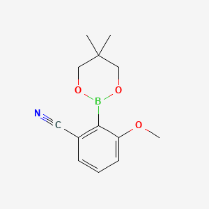 Chemical structure of 2-(5,5-Dimethyl-1,3,2-dioxaborinan-2-yl)-3-methoxybenzonitrile