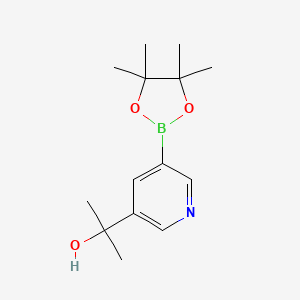 Chemical structure of 2-(5-(4,4,5,5-Tetramethyl-1,3,2-dioxaborolan-2-yl)pyridin-3-yl)propan-2-ol