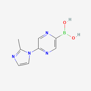 Chemical structure of 2-(4-Methyl-1H-pyrazol-1-yl)pyrimidine-5-boronic acid
