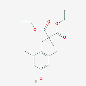Chemical structure of 2-(4-hydroxy-2,6-dimethylbenzyl)-2-methylmalonic acid diethyl ester