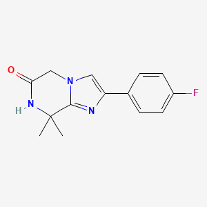 Chemical structure of 2-(4-Fluorophenyl)-8,8-dimethyl-7,8-dihydroimidazo[1,2-a]pyrazin-6(5H)-one