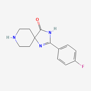 Chemical structure of 2-(4-Fluorophenyl)-1,3,8-triazaspiro[4.5]dec-1-en-4-one