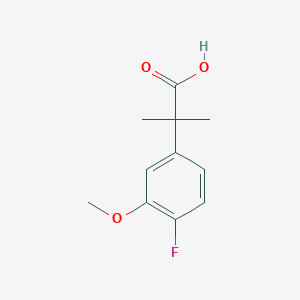 Chemical structure of 2-(4-fluoro-3-methoxyphenyl)-2-methylpropanoic acid
