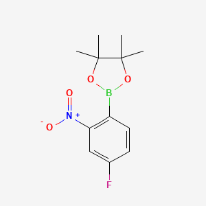 Chemical structure of 2-(4-Fluoro-2-nitrophenyl)-4,4,5,5-tetramethyl-1,3,2-dioxaborolane