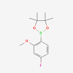 Chemical structure of 2-(4-Fluoro-2-methoxyphenyl)-4,4,5,5-tetramethyl-1,3,2-dioxaborolane
