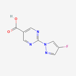 Chemical structure of 2-(4-Fluoro-1H-pyrazol-1-yl)pyrimidine-5-carboxylic acid