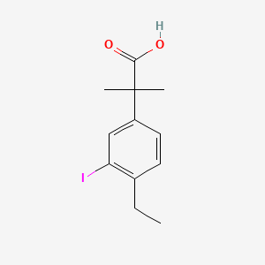 Chemical structure of 2-(4-ethyl-3-iodophenyl)-2-Methylpropanoic acid