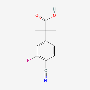 Chemical structure of 2-(4-cyano-3-fluorophenyl)-2-methylpropanoic acid