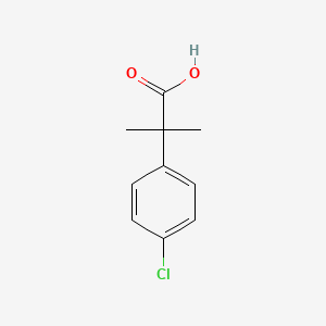 Chemical structure of 2-(4-chlorophenyl)-2-methylpropanoic acid