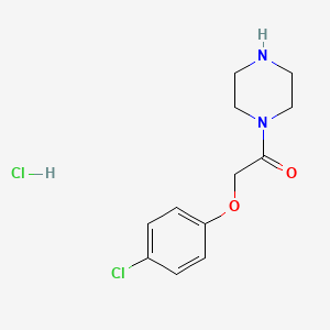 Chemical structure of 2-(4-chlorophenoxy)-1-(piperazin-1-yl)ethan-1-one hydrochloride