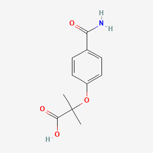 Chemical structure of 2-(4-Carbamoylphenoxy)-2-methylpropanoic acid