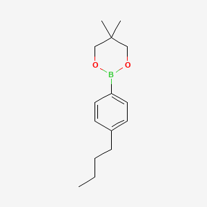 Chemical structure of 2-(4-butylphenyl)-5,5-dimethyl-1,3,2-dioxaborinane