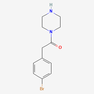 Chemical structure of 2-(4-bromophenyl)-1-(piperazin-1-yl)ethan-1-one TFA salt