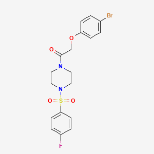 Chemical structure of 2-(4-Bromophenoxy)-1-{4-[(4-fluorophenyl)sulfonyl]piperazin-1-yl}ethanone