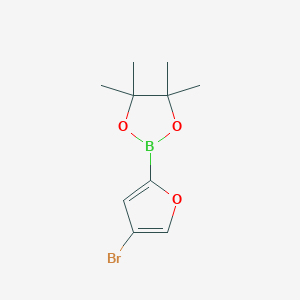 Chemical structure of 2-(4-Bromofuran-2-yl)-4,4,5,5-tetramethyl-1,3,2-dioxaborolane
