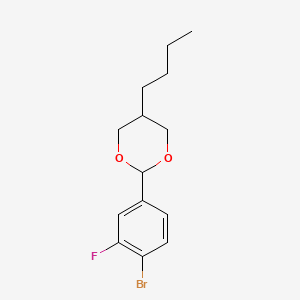 Chemical structure of 2-(4-Bromo-3-fluorophenyl)-5-butyl-1,3-dioxane