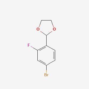 Chemical structure of 2-(4-Bromo-2-fluorophenyl)-1,3-dioxolane