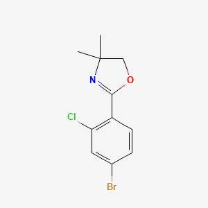 Chemical structure of 2-(4-bromo-2-chlorophenyl)-4,4-dimethyl-4,5-dihydrooxazole