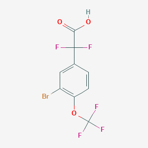 Chemical structure of 2-(4-bromo-2-(trifluoromethoxy)phenyl)-2,2-difluoroacetic acid