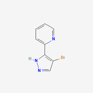 Chemical structure of 2-(4-Bromo-1H-pyrazol-3-yl)pyridine