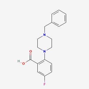 Chemical structure of 2-(4-Benzylpiperazino)-5-fluorobenzoic Acid