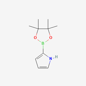 Chemical structure of 2-(4,4,5,5-Tetramethyl-1,3,2-dioxaborolan-2-yl)-1H-pyrrole