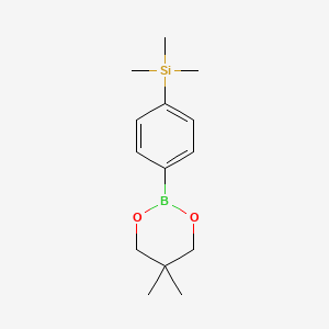 Chemical structure of 2-(4-(trimethylsilyl)phenyl)-5,5-dimethyl-1,3,2-dioxaborinane