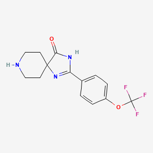 Chemical structure of 2-(4-(Trifluoromethoxy)phenyl)-1,3,8-triazaspiro[4.5]dec-1-en-4-one