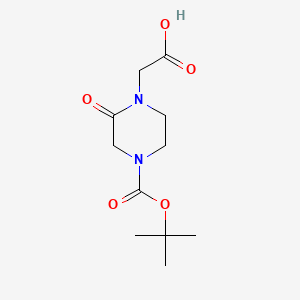 Chemical structure of 2-(4-(tert-Butoxycarbonyl)-2-oxopiperazin-1-yl)acetic acid