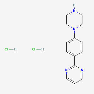 Chemical structure of 2-(4-(Piperazin-1-yl)phenyl)pyrimidine dihydrochloride