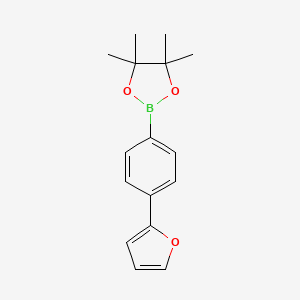 Chemical structure of 2-(4-(Furan-2-yl)phenyl)-4,4,5,5-tetramethyl-1,3,2-dioxaborolane