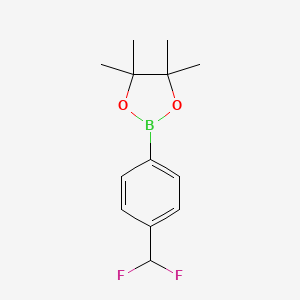 Chemical structure of 2-(4-(Difluoromethyl)phenyl)-4,4,5,5-tetramethyl-1,3,2-dioxaborolane