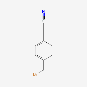 Chemical structure of 2-(4-(Bromomethyl)phenyl)-2-methylpropanenitrile