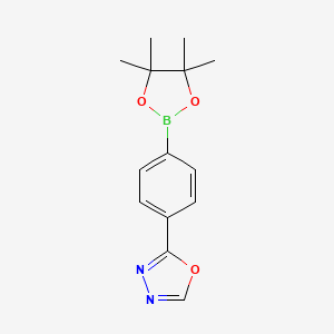 Chemical structure of 2-(4-(4,4,5,5-Tetramethyl-1,3,2-dioxaborolan-2-yl)phenyl)-1,3,4-oxadiazole