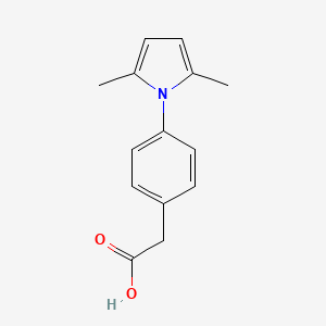 Chemical structure of 2-(4-(2,5-Dimethyl-1H-pyrrol-1-yl)phenyl)acetic acid