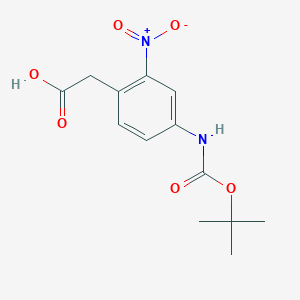 Chemical structure of 2-(4-(Tert-butoxycarbonylamino)-2-nitrophenyl)acetic acid