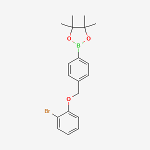 Chemical structure of 2-(4-((2-Bromophenoxy)methyl)phenyl)-4,4,5,5-tetramethyl-1,3,2-dioxaborolane