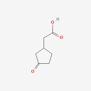 Chemical structure of 2-(3-Oxocyclopentyl)acetic acid